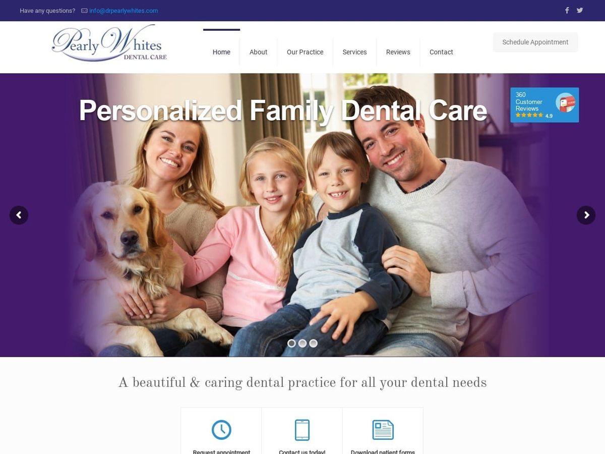 Pearly Whites Dental Care Website Screenshot from drpearlywhites.com