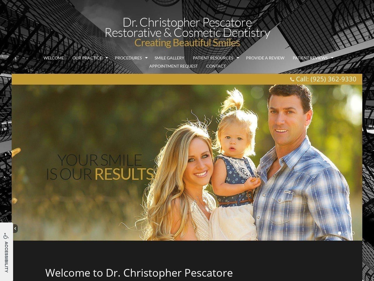 Dr. Christopher Pescatore Restorative Dentist Website Screenshot from drpescatoredmd.com