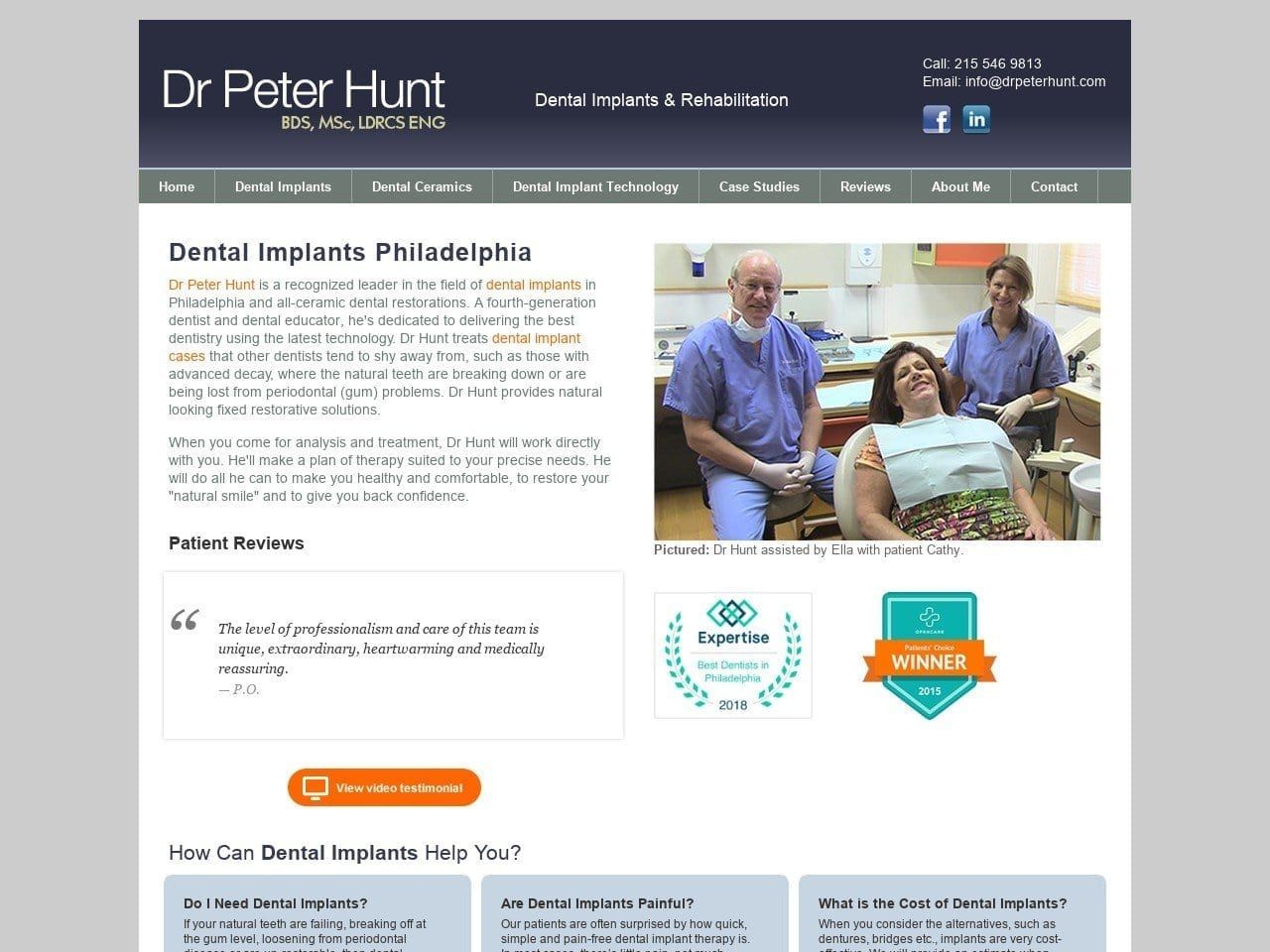 Dr Peter Hunt Dentist Website Screenshot from drpeterhunt.com