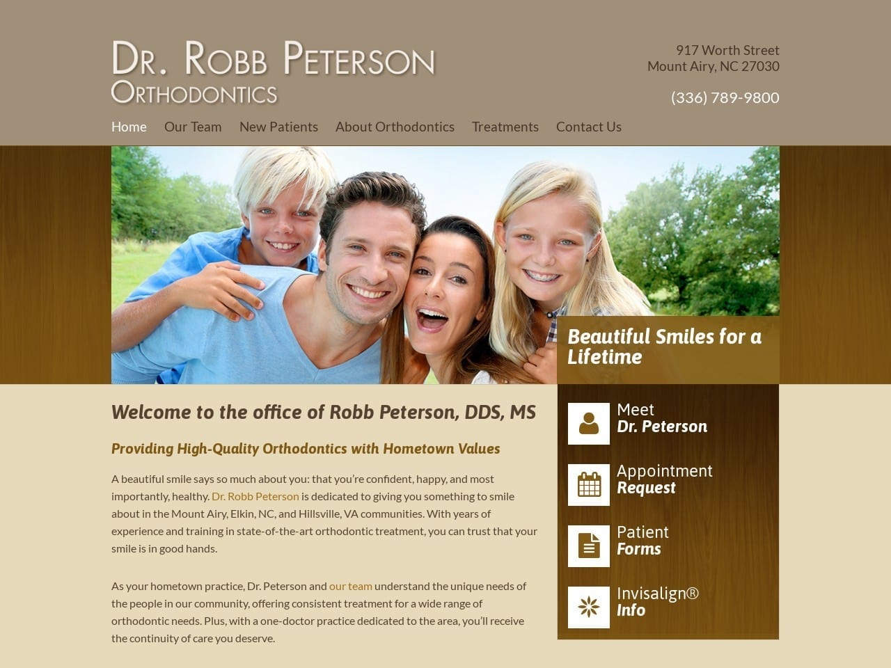 Peterson Robb DDS Website Screenshot from drpetersonortho.com