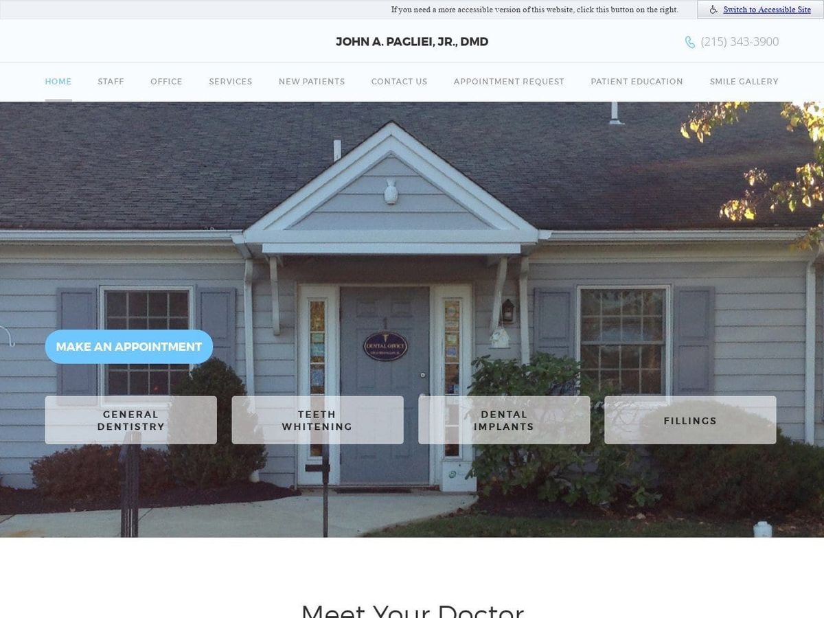 John Pagliei DMD Website Screenshot from drpieyeah.com