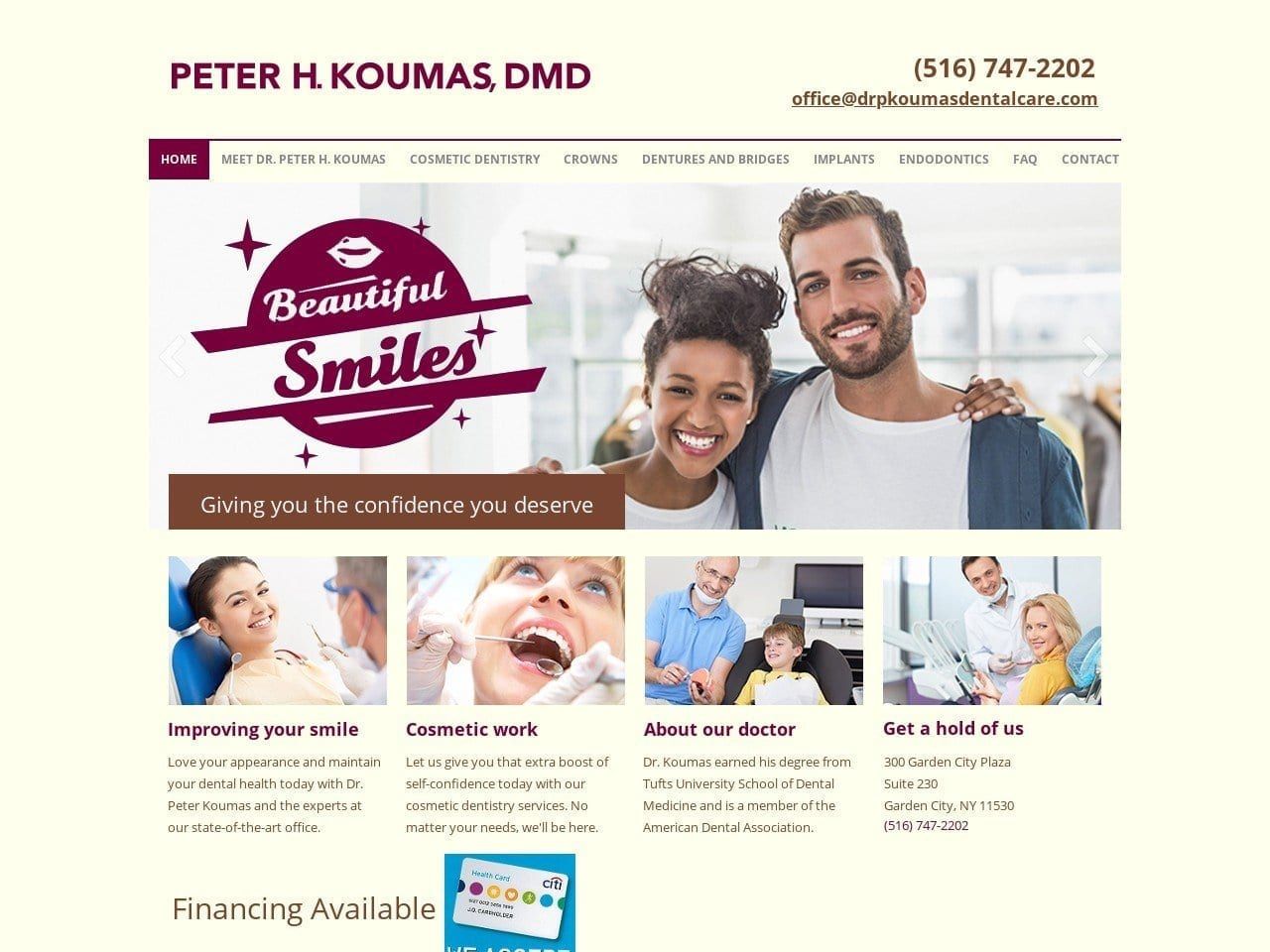 Koumas Peter H General And Cosmetic Dentist Website Screenshot from drpkoumasdentalcare.com