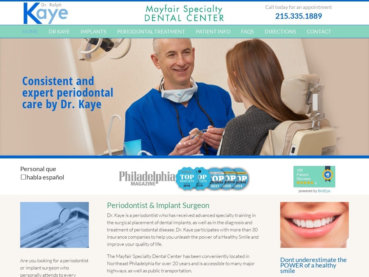 Mayfair Specialist Dental Center Website Screenshot from drralphkaye.com