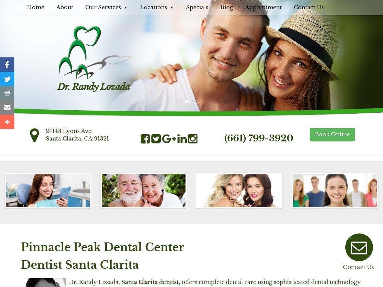 Pinnnacle Peak Dental Center Website Screenshot from drrandylozada.com