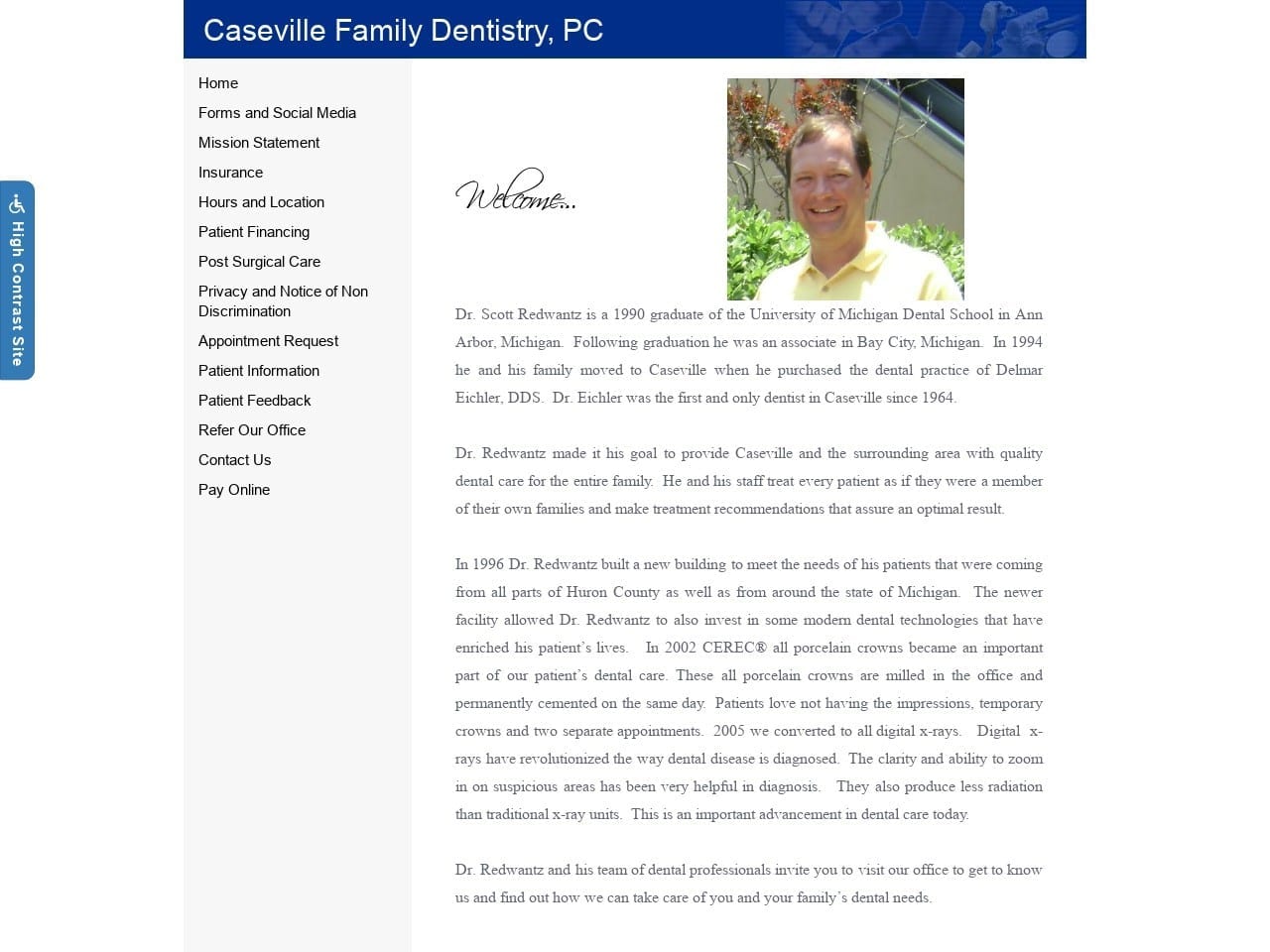 Caseville Family Dentistry Redwantz Scott E DDS Website Screenshot from drredwantz.com