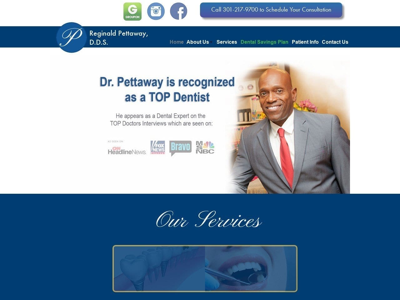 Esthetic Dentist Website Screenshot from drreginaldpettaway.com