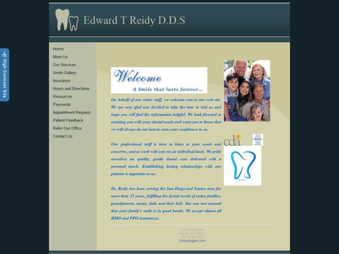 Reidy Edward T DDS Website Screenshot from drreidy.com