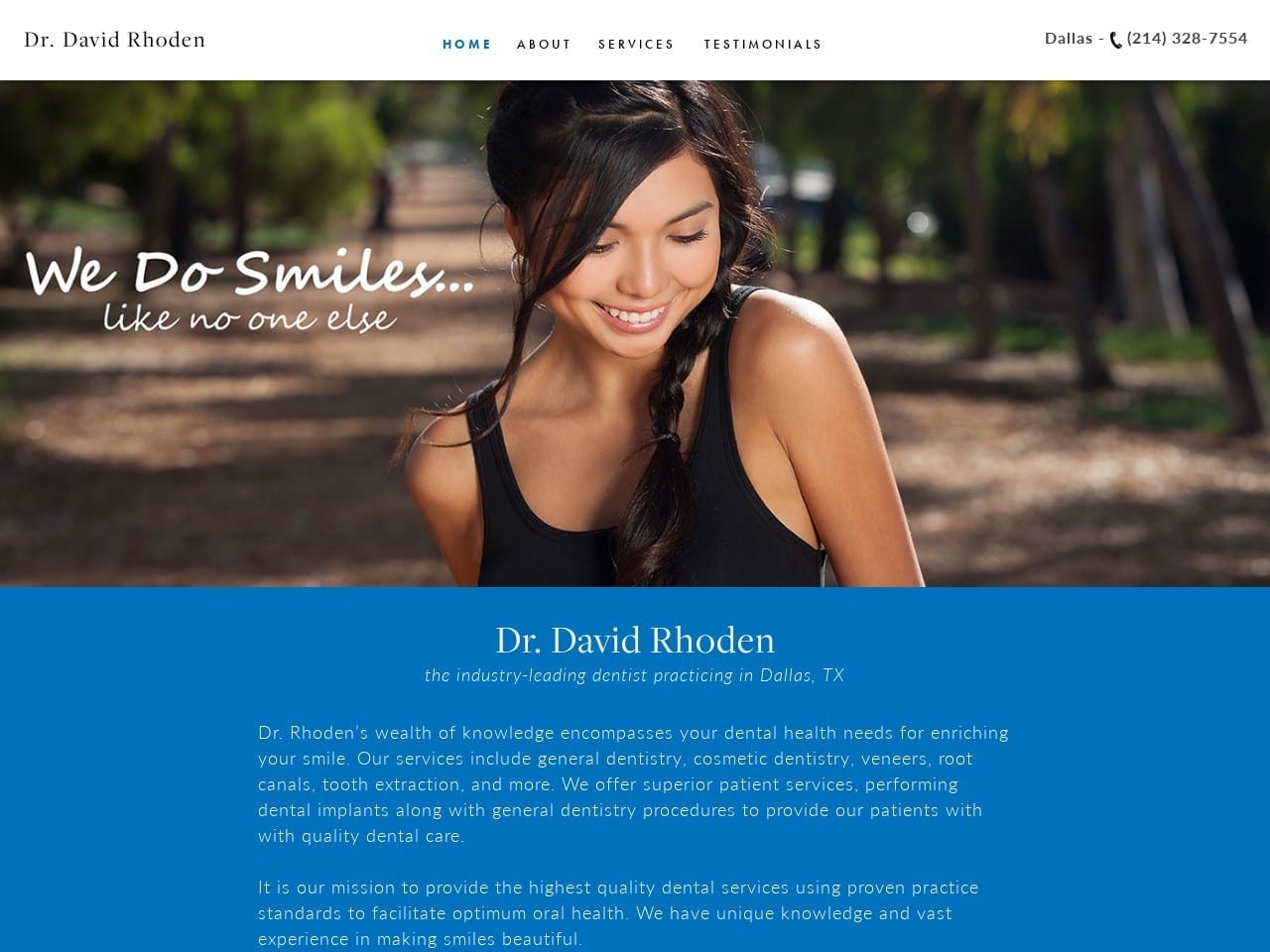 David H. Rhoden DDS Cosmetic and Implant Center Website Screenshot from drrhoden.com