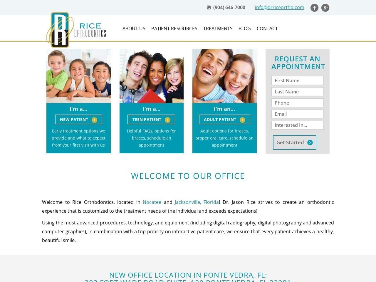 Rice Orthodontics Website Screenshot from drriceortho.com