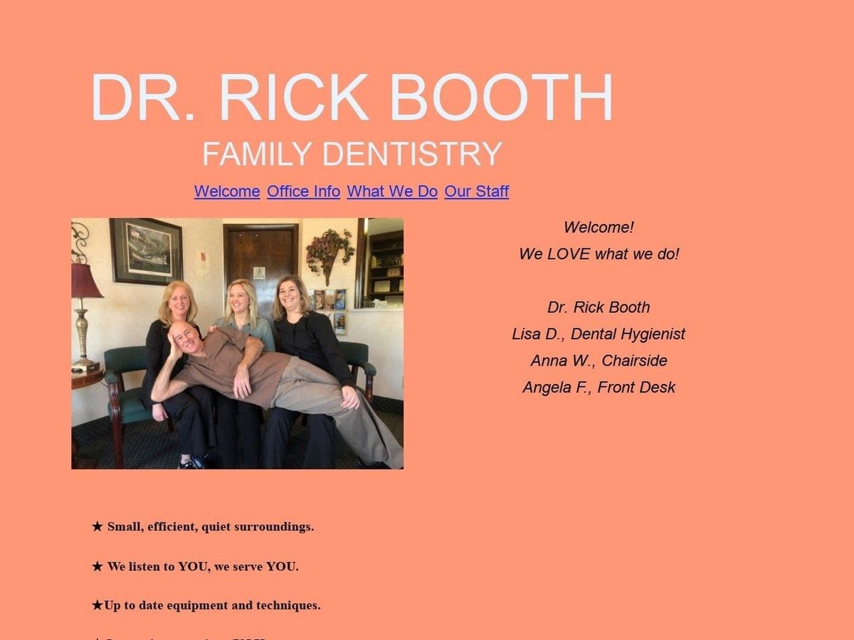 Rick Booth DDS Website Screenshot from drrickbooth.com