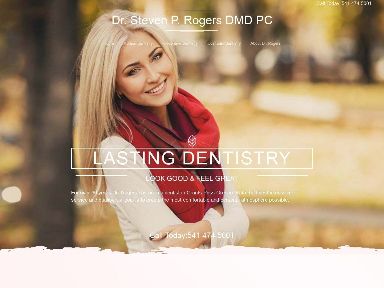 Grants Pass Dental Arts Website Screenshot from drrogers.com