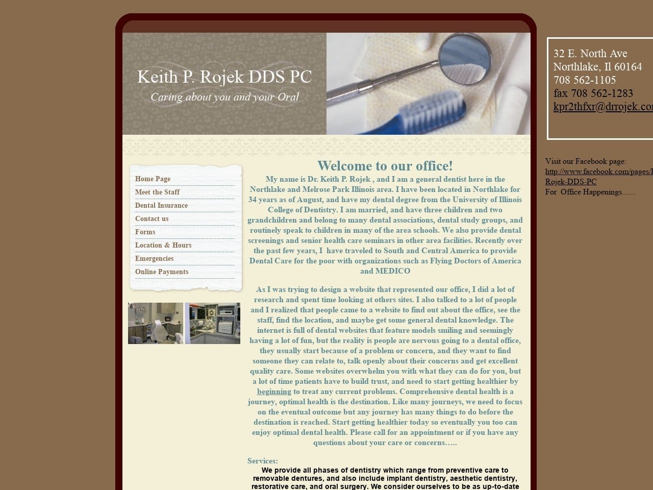 Keith P. Rojek DDS PC Website Screenshot from drrojek.com