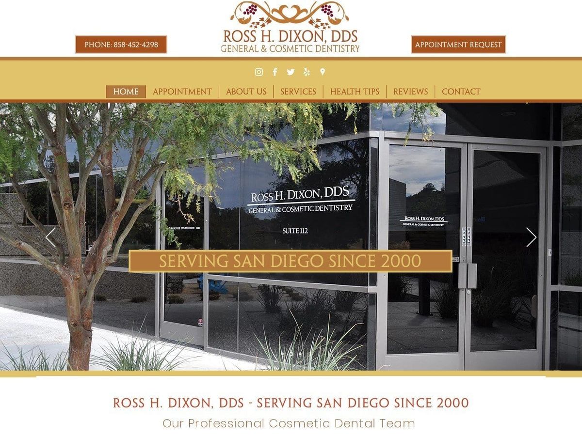 Dr. Ross H. Dixon DDS Website Screenshot from drrossdixon.com