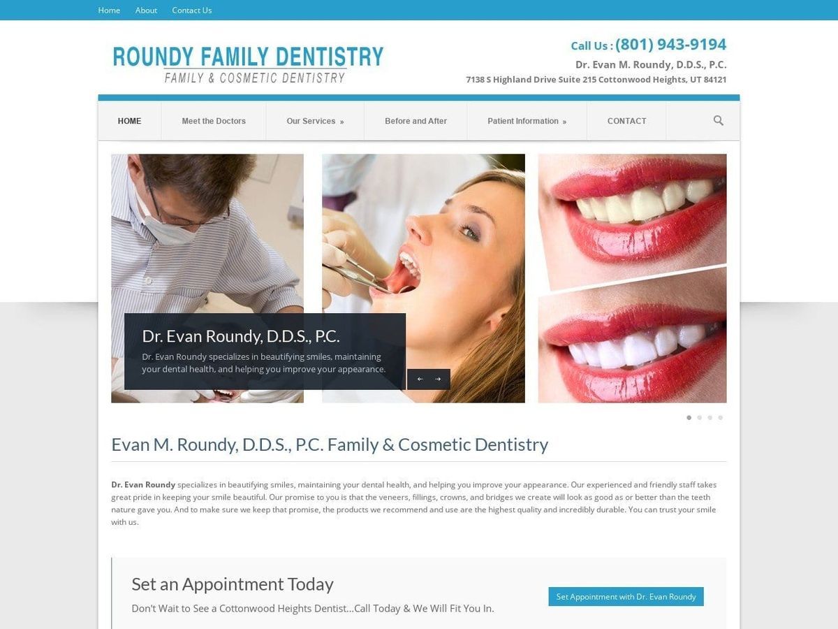 Dr. Evan M. Roundy DDS Website Screenshot from drroundy.com