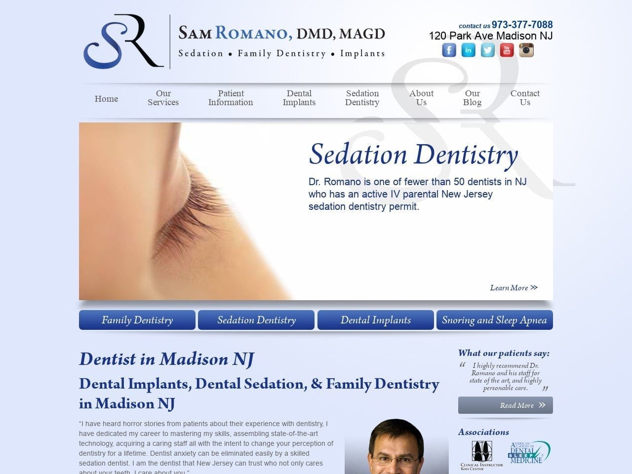 Dr. Sam Romano DMD Website Screenshot from drsamromano.com