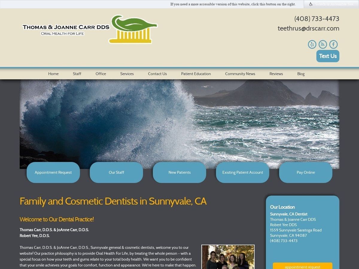 Thomas Dentist Website Screenshot from drscarr.com