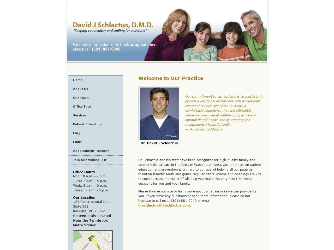 Dr. David J. Schlactus DMD Website Screenshot from drschlactus.com