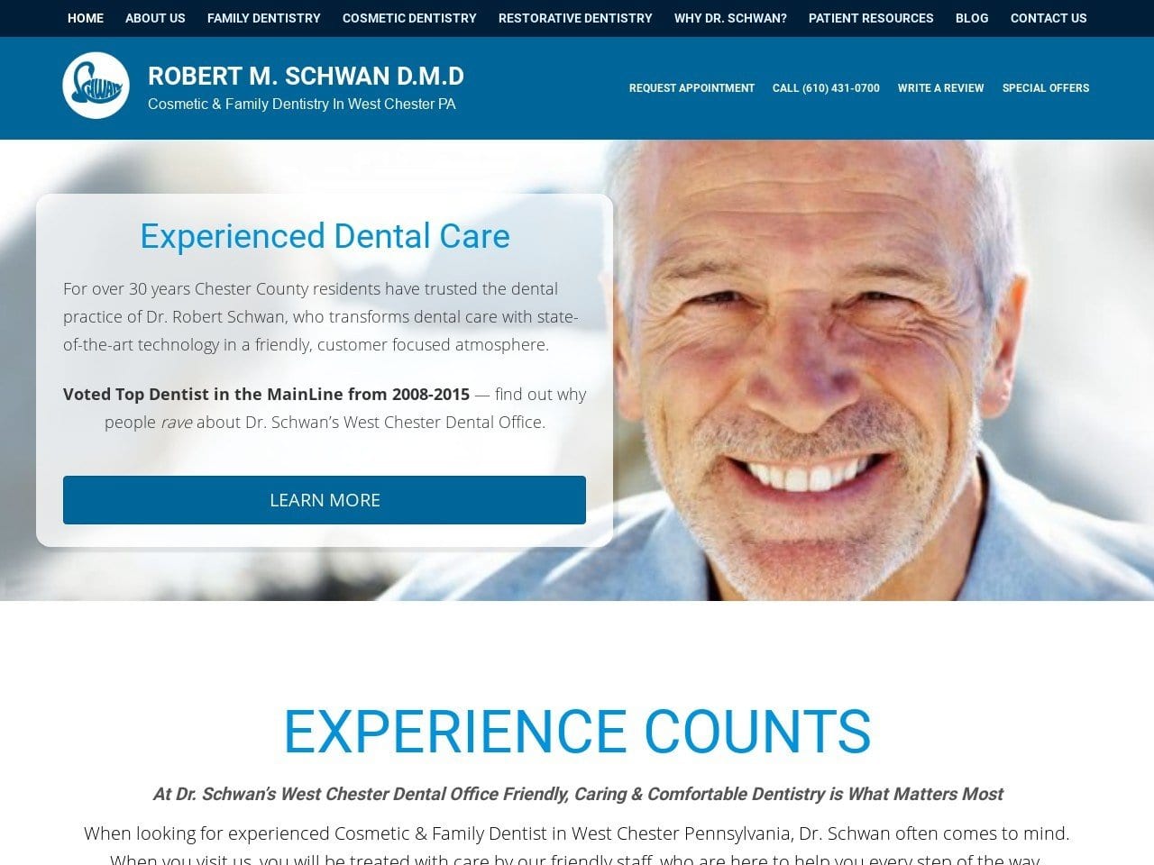 Cosmetic Dentist Website Screenshot from drschwan.com