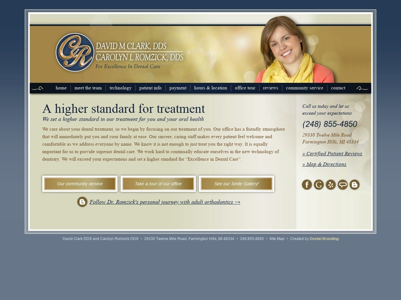 Carolyn L. Romzick DDS Website Screenshot from drsclarkandromzick.com