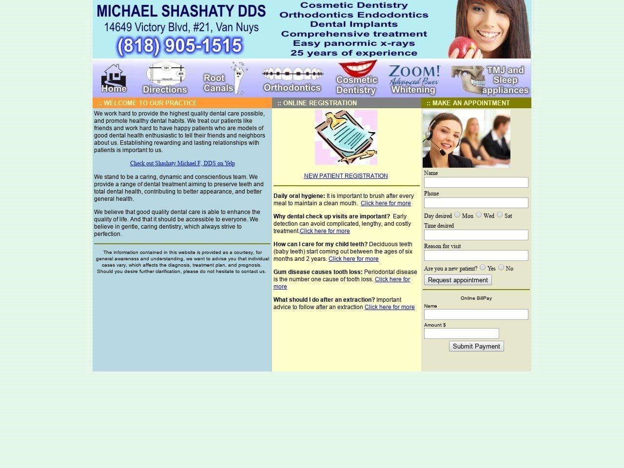 Michael Shashaty DDS Website Screenshot from drshashaty.com