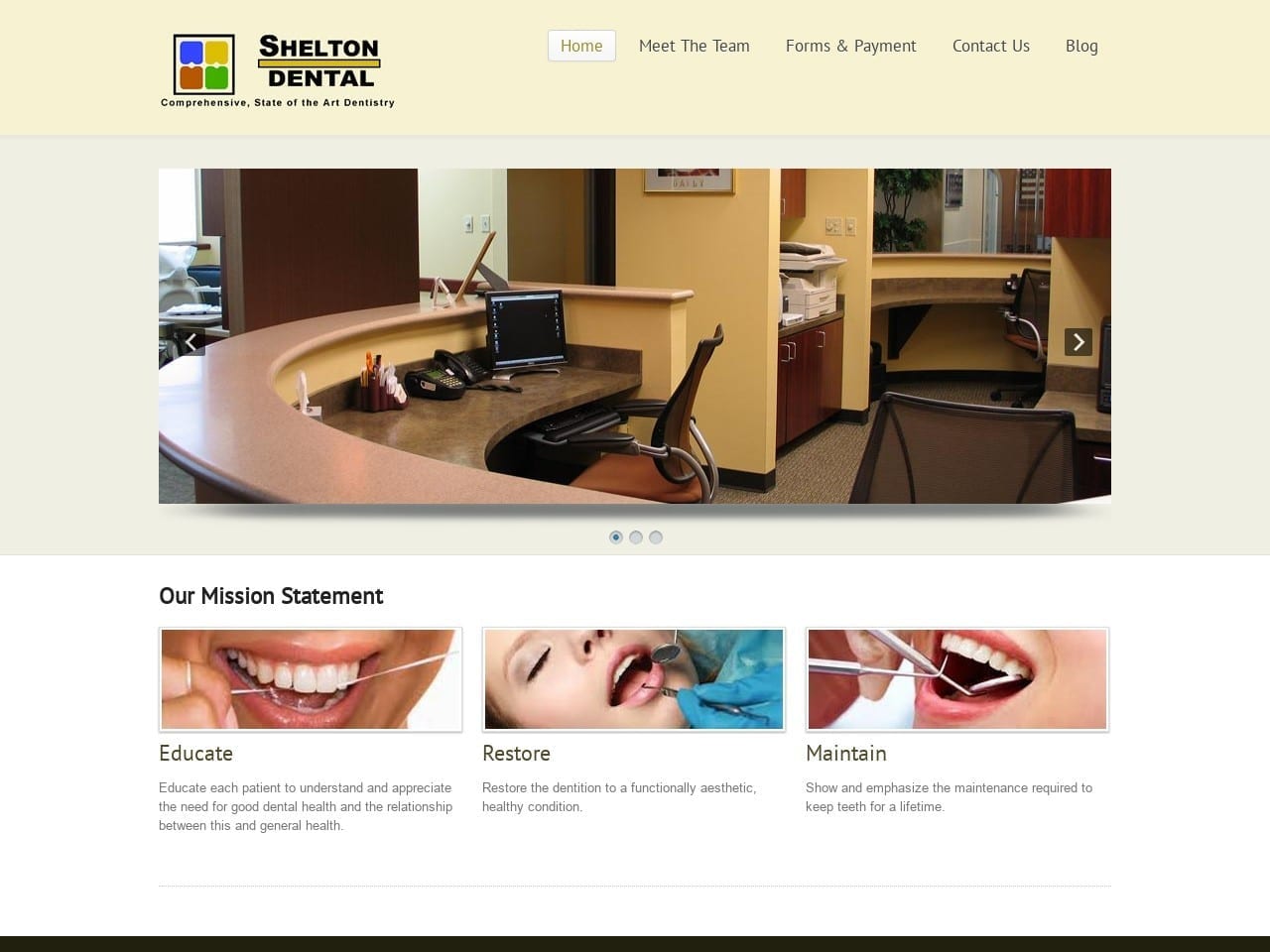 Shelton Dental Website Screenshot from drshelton.com