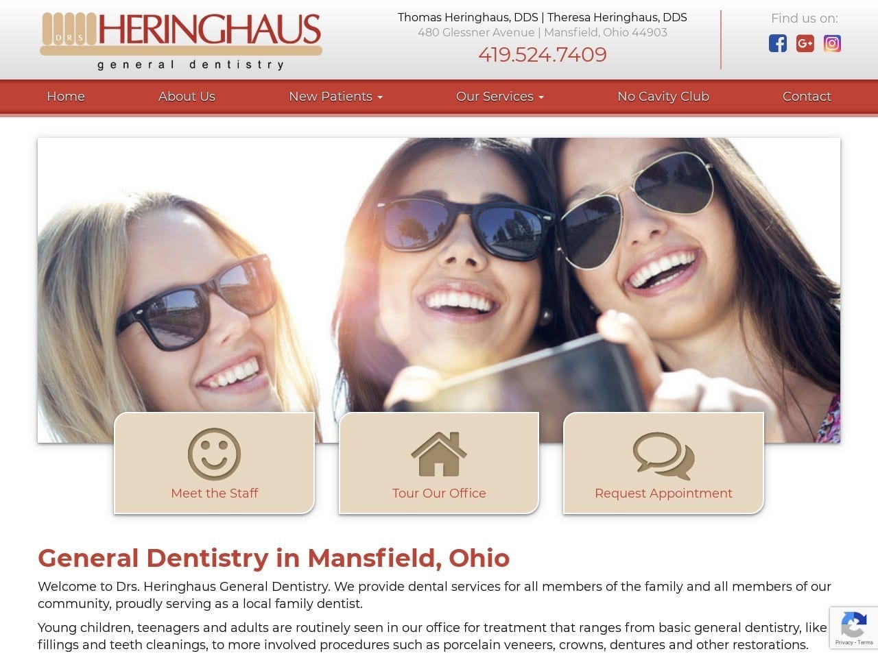 Drs Heringhaus General Dentist Website Screenshot from drsheringhaus.com