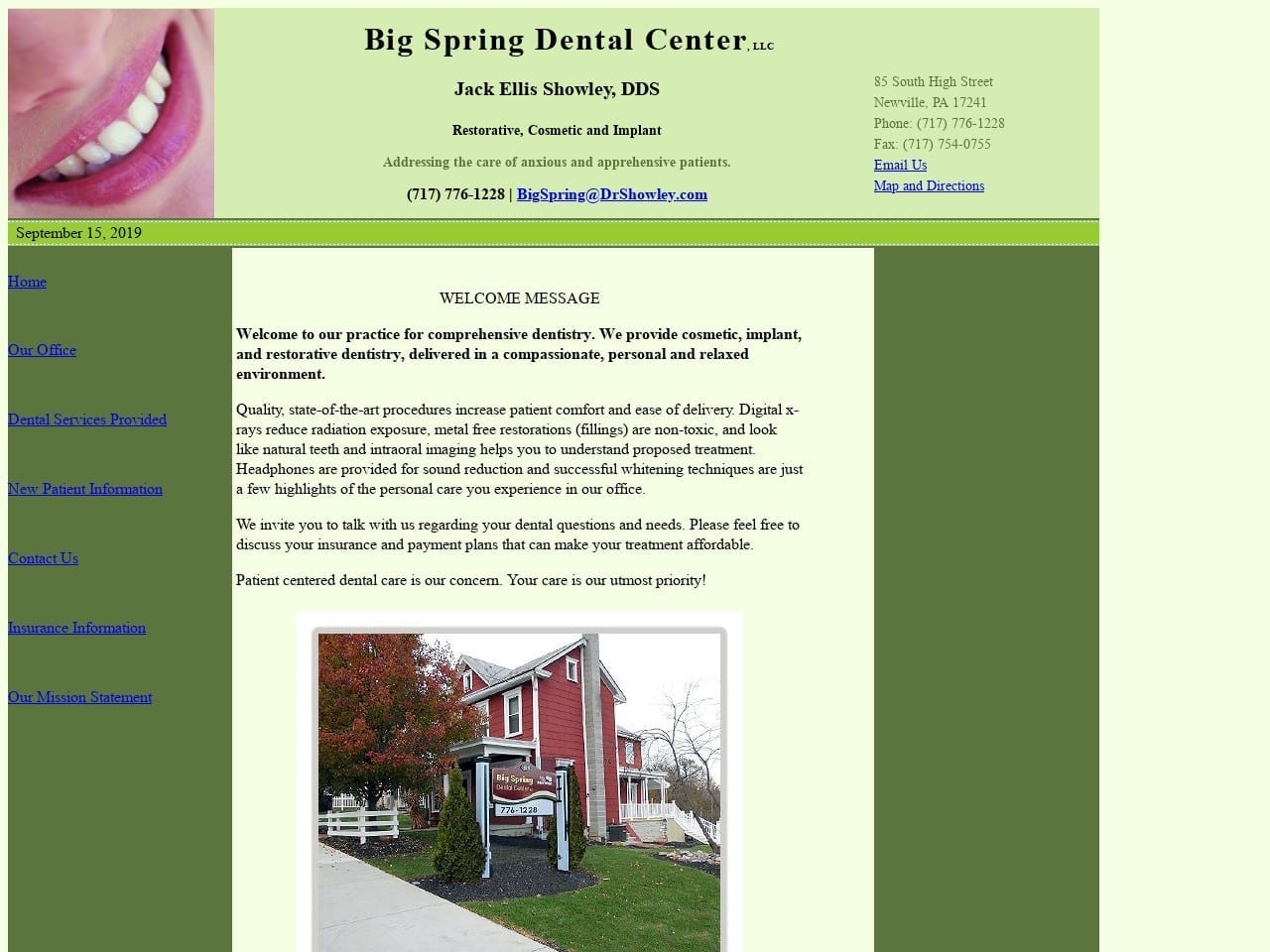 Big Spring Dental Center LLC Website Screenshot from drshowley.com