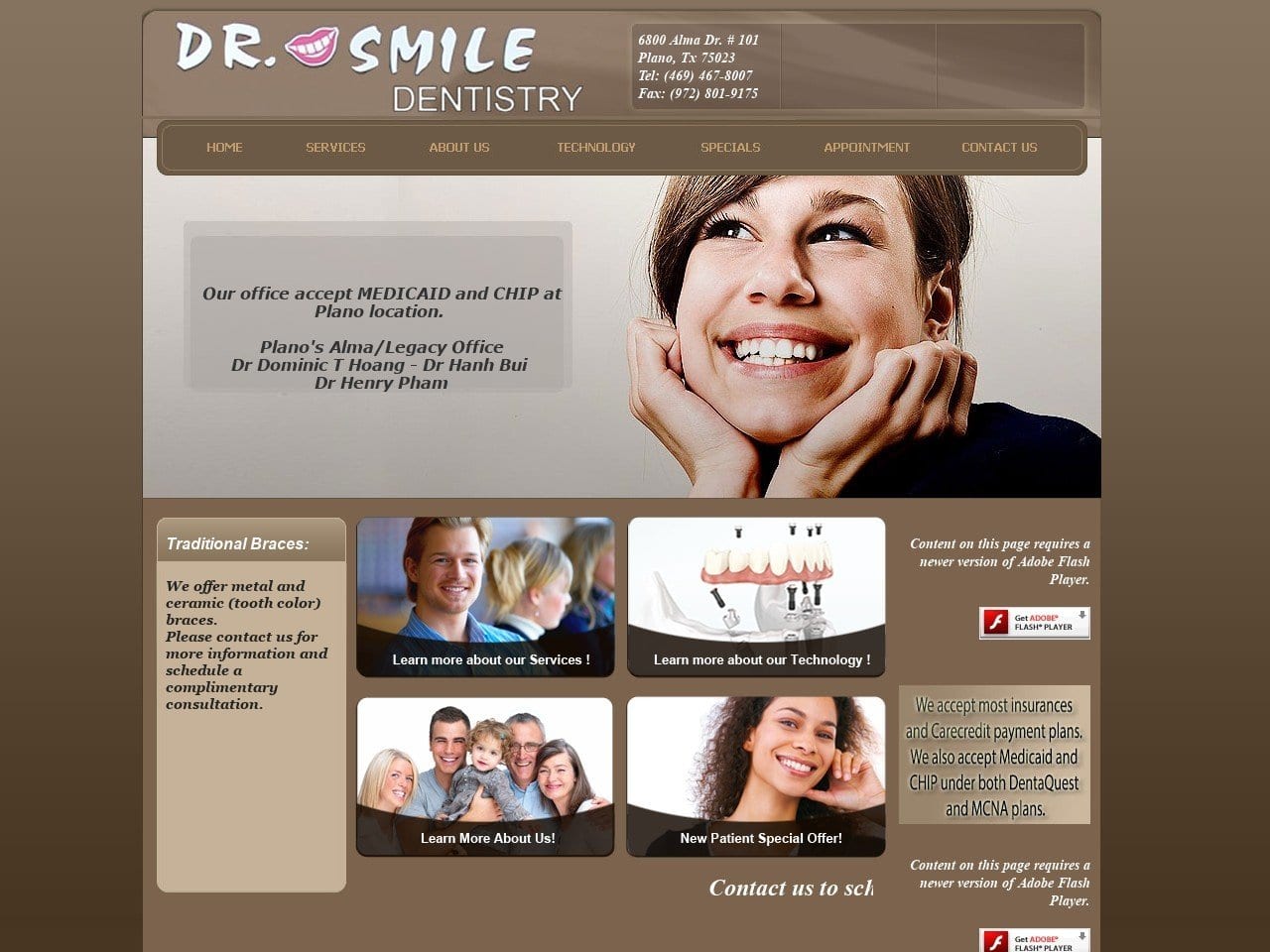 Dr Smile Dentistry Website Screenshot from drsmiletx.com