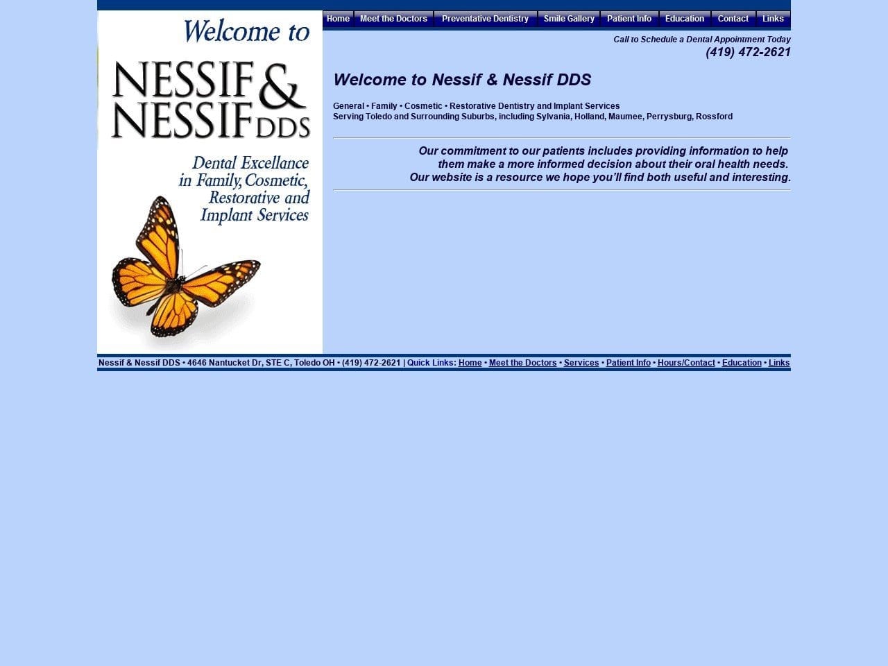 Nessif Dentist Website Screenshot from drsnessif.com