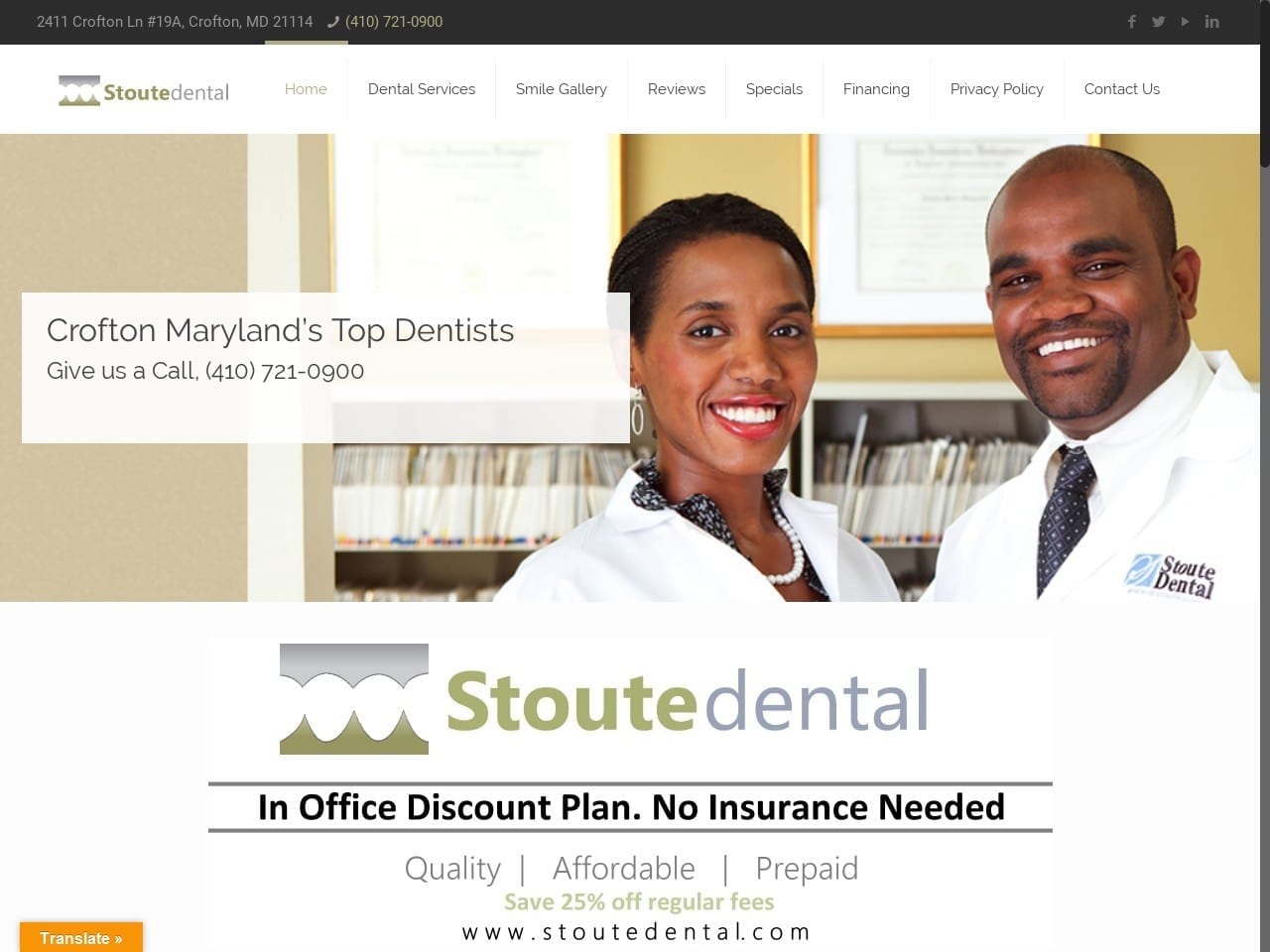 Stoute Brian DDS Website Screenshot from drstoute.com