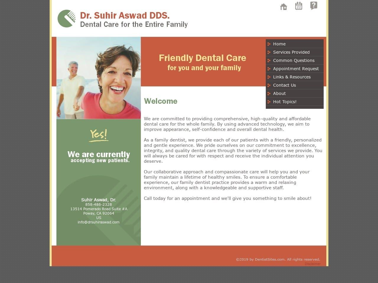 Dr. Suhir Aswad DDS Website Screenshot from drsuhiraswad.com
