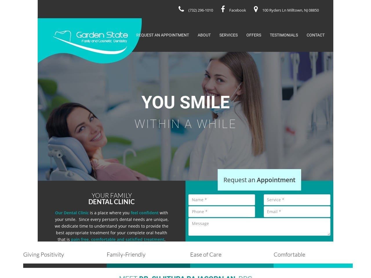 Garden State Family and Cosmetic Dentistry Website Screenshot from drsuji.com