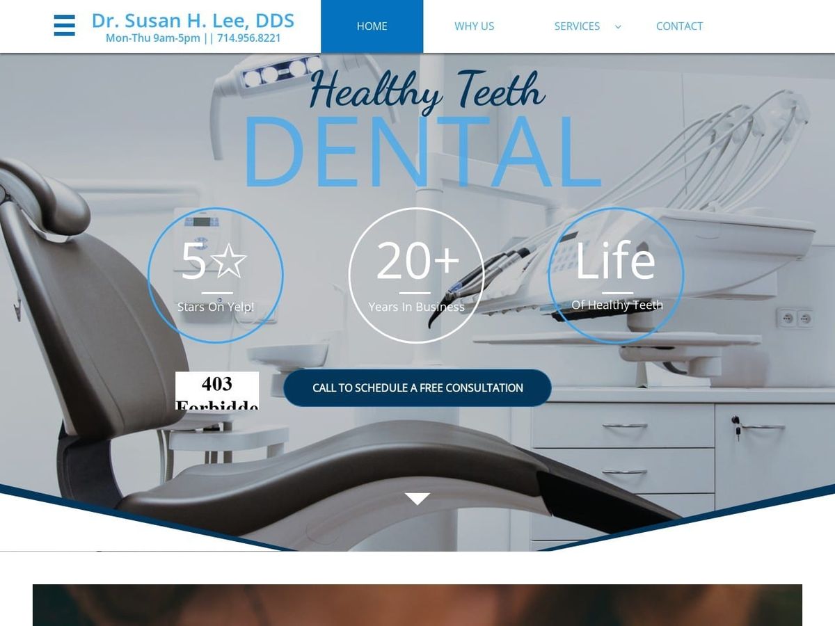 Susan H. Lee D.D.S. Dentist Website Screenshot from drsusanleedds.com