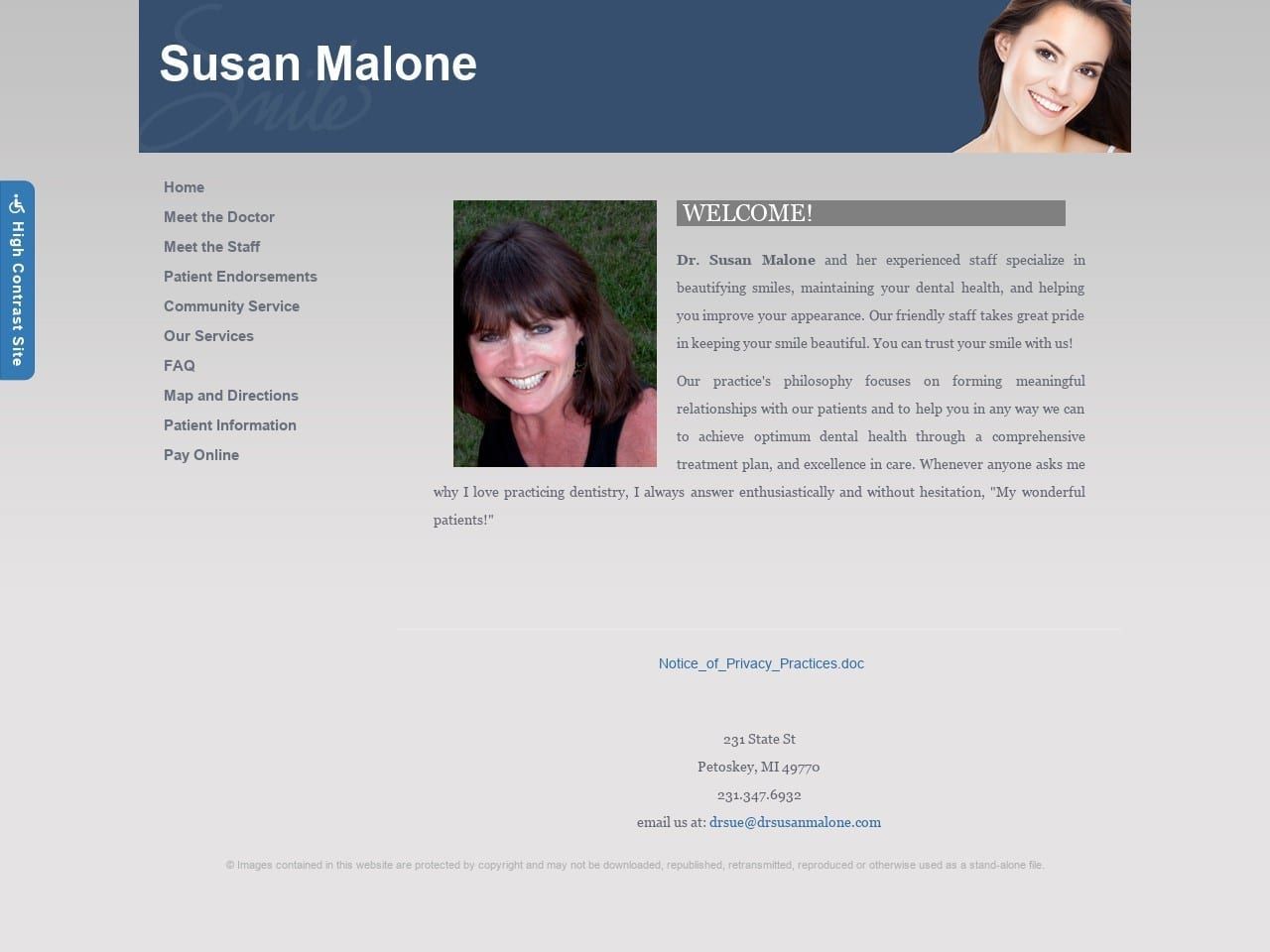Malone Susan J S DDS Website Screenshot from drsusanmalone.com