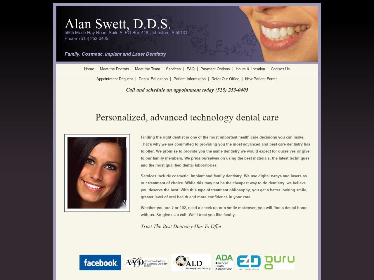 Dr. Alan Swett DDS Website Screenshot from drswett.com