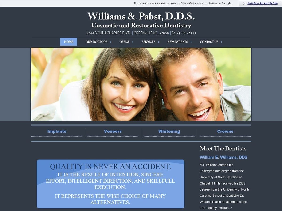 Williams Dentist Website Screenshot from drswilliamsandpabst.com