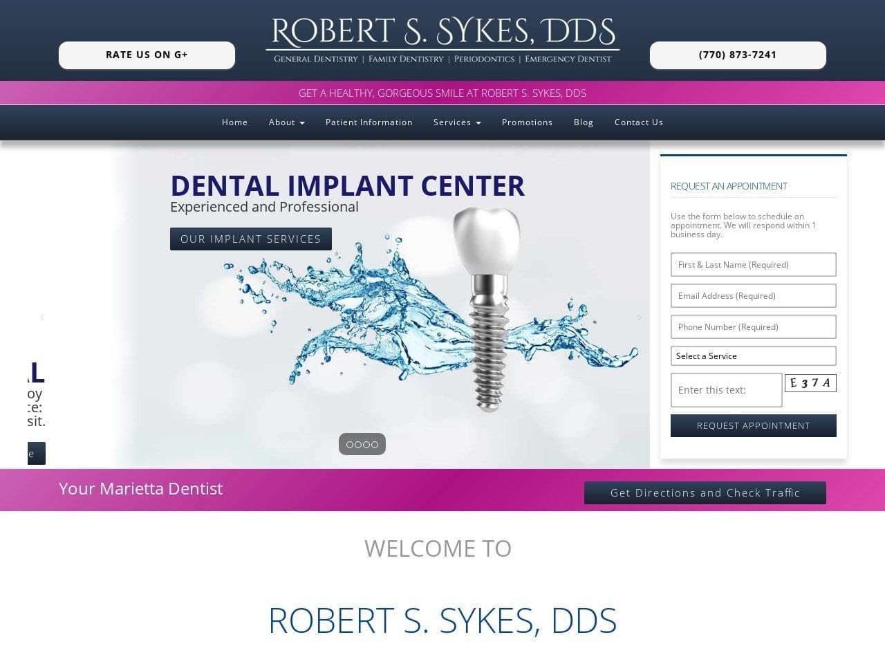 Cosmetic Dentures Dentist Website Screenshot from drsykes.com