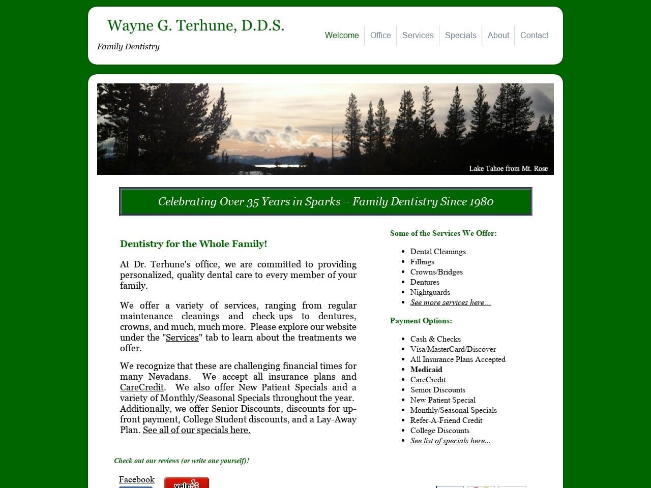 Wayne G. Terhune D.D.S. Website Screenshot from drterhune.com