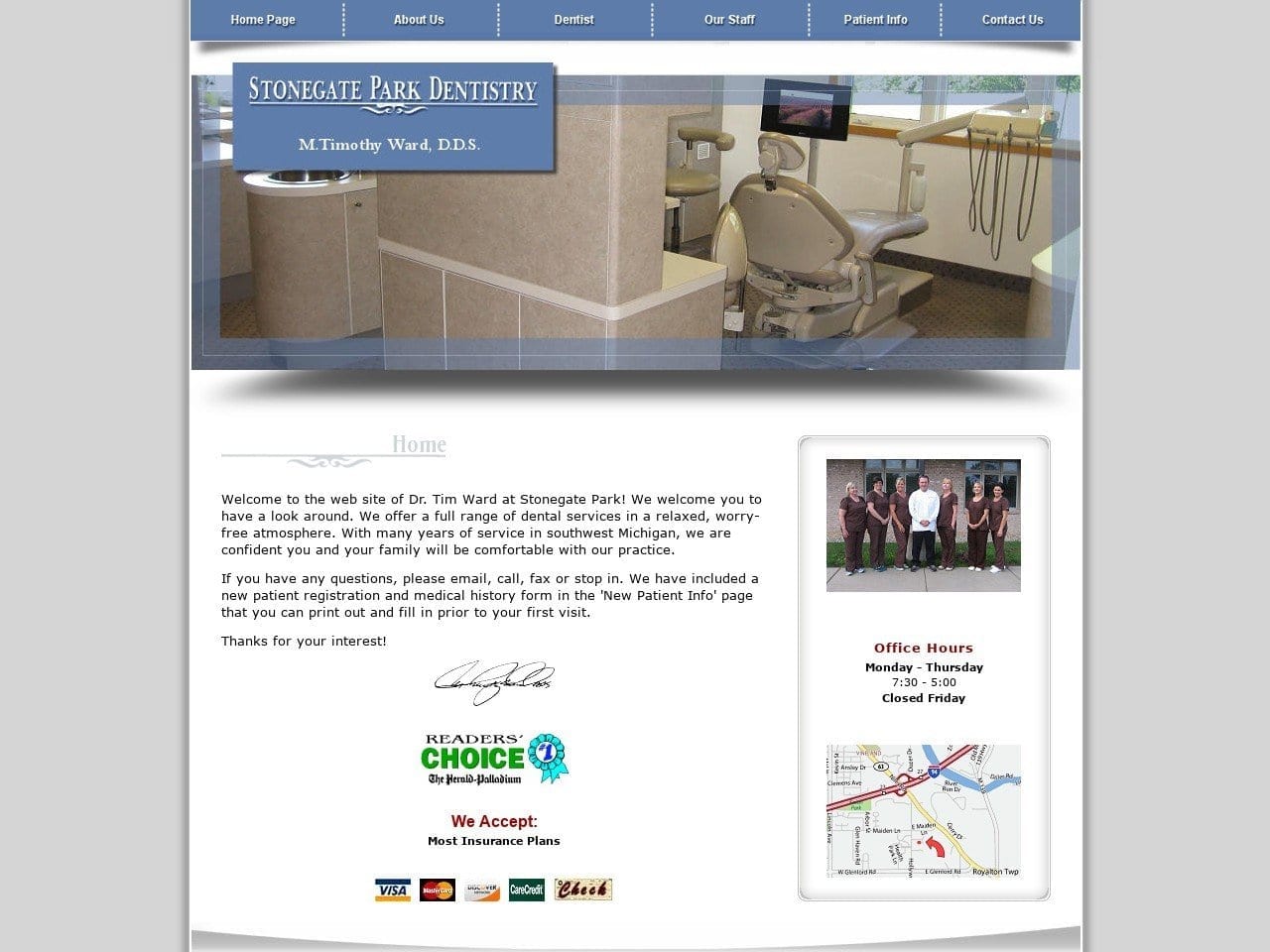 Stonegate Park Dentist Website Screenshot from drtimward.com