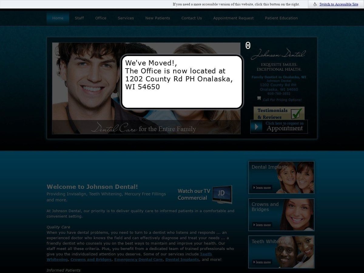 Johnson Dental Website Screenshot from drtoddjohnson.com