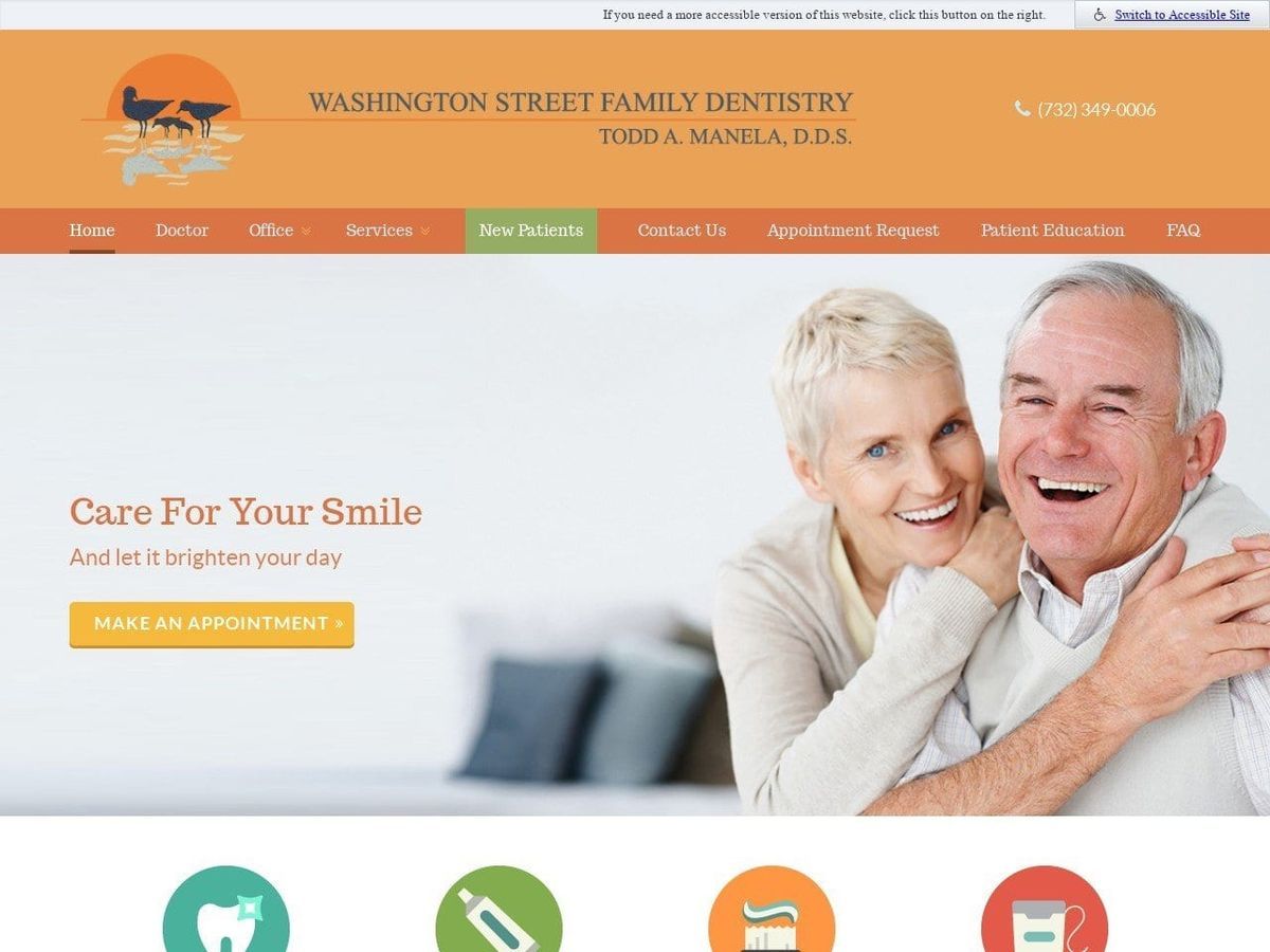 Washington Street Family Dentistry Todd A. Manela Website Screenshot from drtoddmanela.com