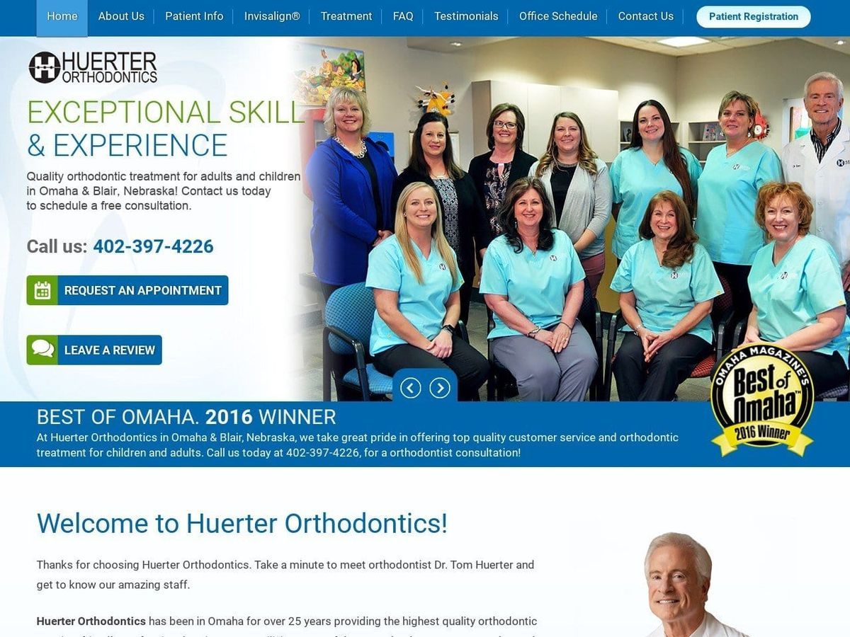 Huerter Orthodontics Website Screenshot from drtomortho.com