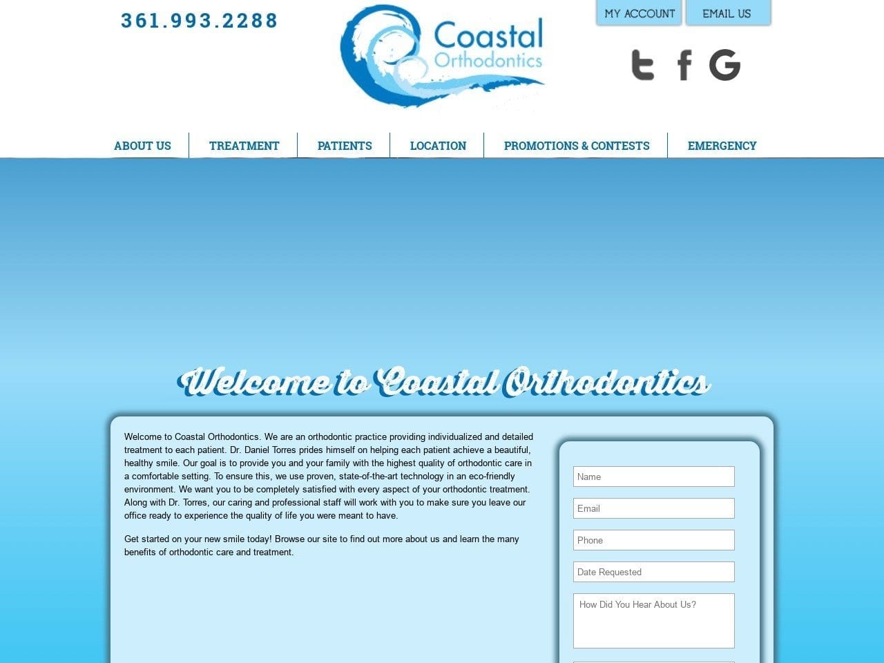 Coastal Orthodontics Website Screenshot from drtorres4braces.com