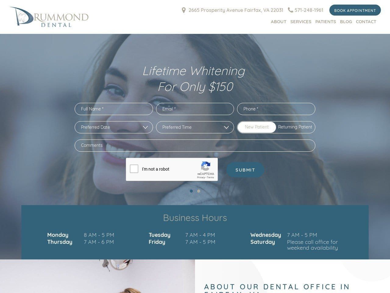 Drummond Dental Care Website Screenshot from drummonddentalcare.com