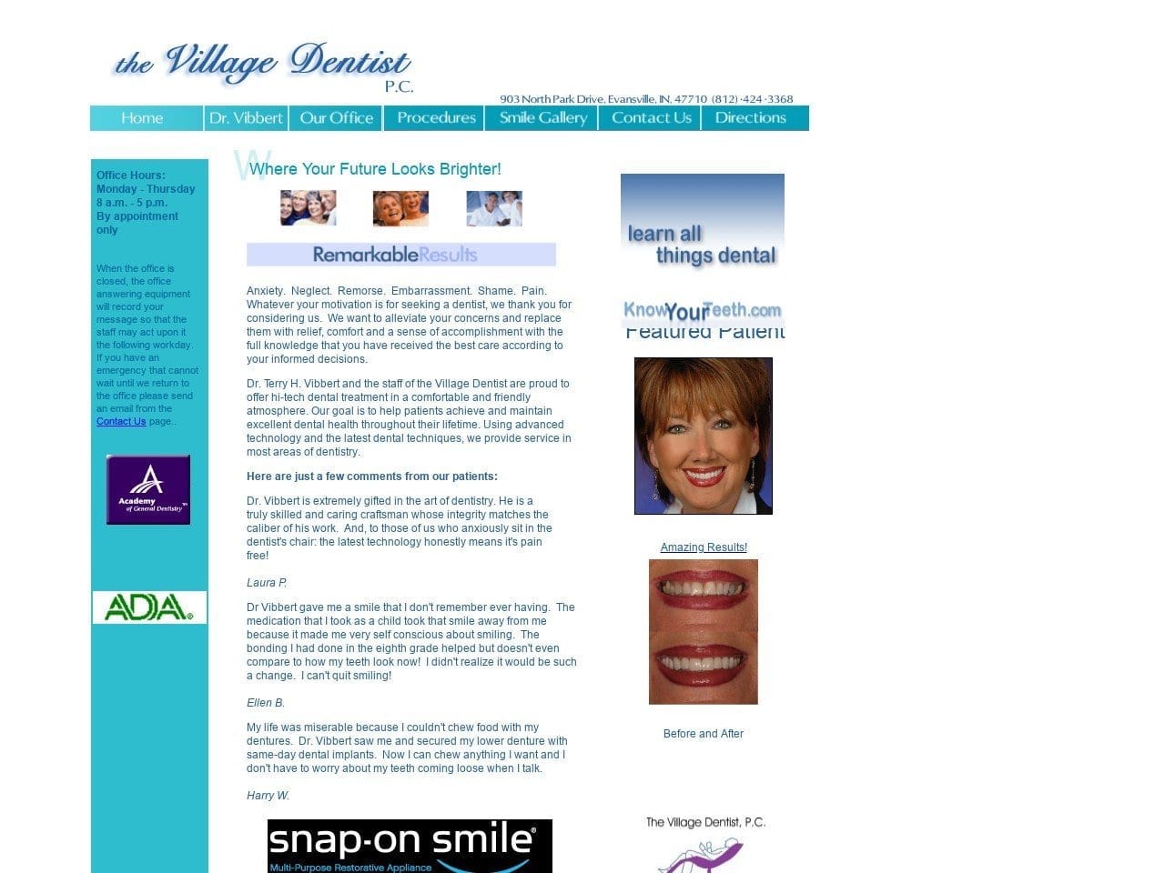 Village Dentist Website Screenshot from drvibbert.com