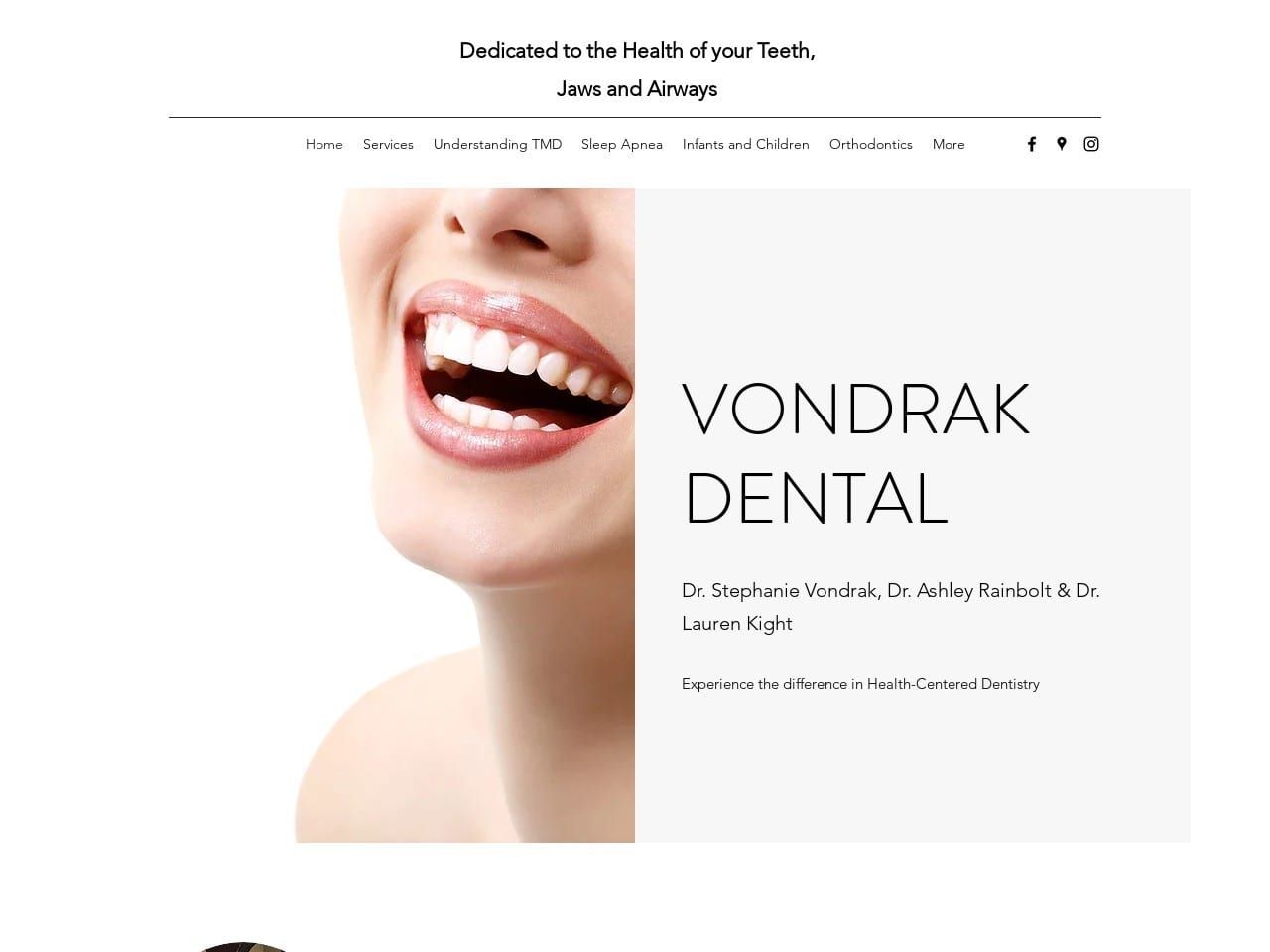 Vondrak Dental Website Screenshot from drvondrak.com