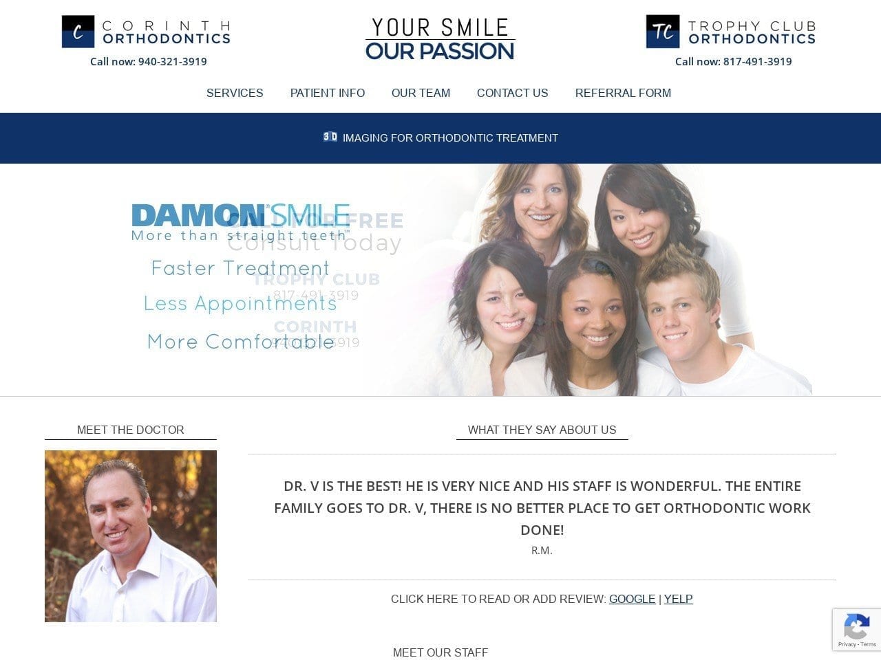 Corinth Orthodontics Website Screenshot from drvortho.com