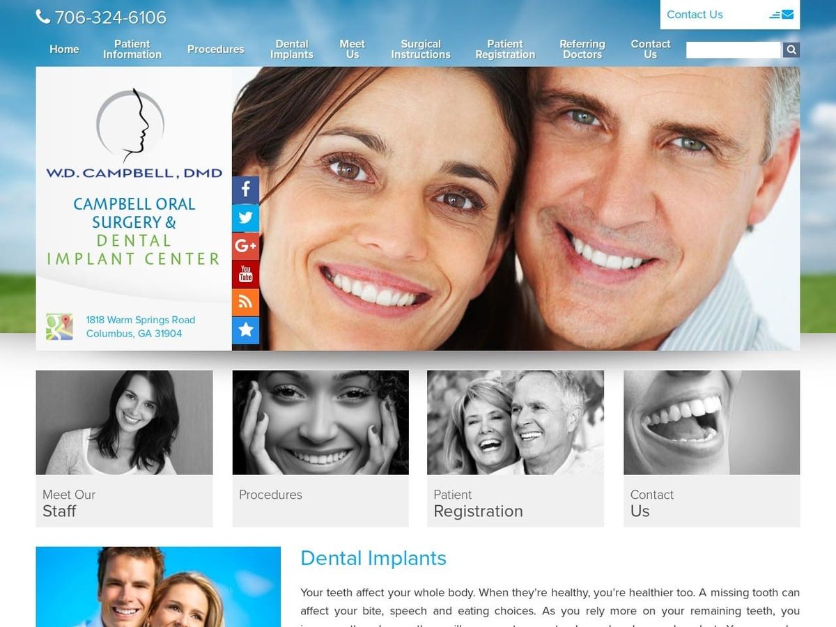 Campbell Oral Surgery & Implan Website Screenshot from drwdcampbell.com