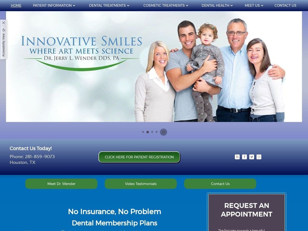 Jerry L. Wender DDS Website Screenshot from drwender.com