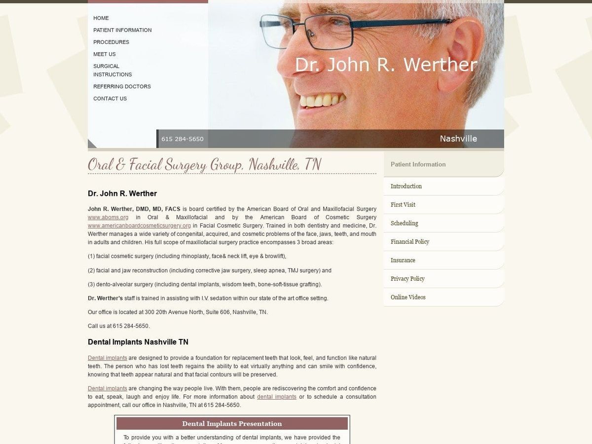 Oral Dentist Website Screenshot from drwerther.com
